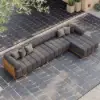 Resaro 8-Piece Outdoor Modular Natural Teak Sectional Fluted Sofa Set in Gray