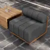 Resaro 8-Piece Outdoor Modular Natural Teak Sectional Fluted Sofa Set in Gray