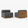 Resaro 8-Piece Outdoor Modular Natural Teak Sectional Fluted Sofa Set in Gray
