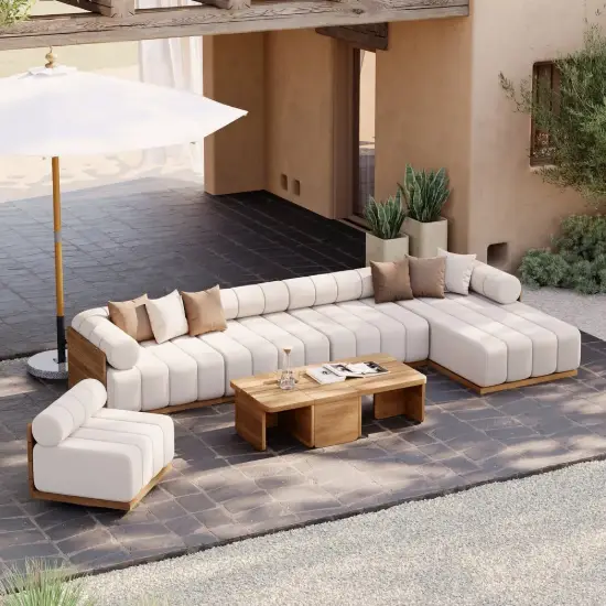 Resaro 8-Piece Outdoor Modular Natural Teak Sectional Fluted Sofa Set – AUD-H3005