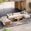 Resaro 9-Piece Outdoor Modular Natural Teak Sectional Fluted Sofa Set – AUD-H3006