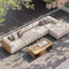 Resaro 9-Piece Outdoor Modular Natural Teak Sectional Fluted Sofa Set – AUD-H3006
