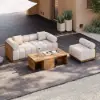 Resaro 6-Piece Outdoor Modular Natural Teak Sectional Fluted Sofa Set