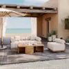 Resaro 6-Piece Outdoor Modular Natural Teak Sectional Fluted Sofa Set