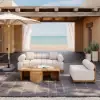 Resaro 6-Piece Outdoor Modular Natural Teak Sectional Fluted Sofa Set