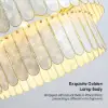 Picture of Enseo Coastal 8-Light Capiz Shell 2-Tiered Faceted Chandelier Pendant Light Gold White