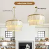 Picture of Enseo Coastal 8-Light Capiz Shell 2-Tiered Faceted Chandelier Pendant Light Gold White
