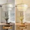 Picture of Enseo Coastal 8-Light Capiz Shell 2-Tiered Faceted Chandelier Pendant Light Gold White