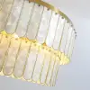 Picture of Enseo Coastal 8-Light Capiz Shell 2-Tiered Faceted Chandelier Pendant Light Gold White