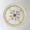 Picture of Enseo Coastal 8-Light Capiz Shell 2-Tiered Faceted Chandelier Pendant Light Gold White