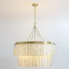 Picture of Enseo Coastal 8-Light Capiz Shell 2-Tiered Faceted Chandelier Pendant Light Gold White