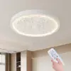 French Elegant White Resin 3D Carved LED 3-Mode Dimmable Flush Mount Ceiling Light