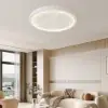 French Elegant White Resin 3D Carved LED 3-Mode Dimmable Flush Mount Ceiling Light
