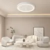 French Elegant White Resin 3D Carved LED 3-Mode Dimmable Flush Mount Ceiling Light