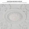 French Elegant White Resin 3D Carved LED 3-Mode Dimmable Flush Mount Ceiling Light