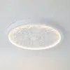 French Elegant White Resin 3D Carved LED 3-Mode Dimmable Flush Mount Ceiling Light