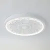 French Elegant White Resin 3D Carved LED 3-Mode Dimmable Flush Mount Ceiling Light