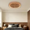 French Elegant Natural Resin 3D Carved LED 3-Mode Dimmable Flush Mount Ceiling Light