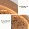 French Elegant Natural Resin 3D Carved LED 3-Mode Dimmable Flush Mount Ceiling Light