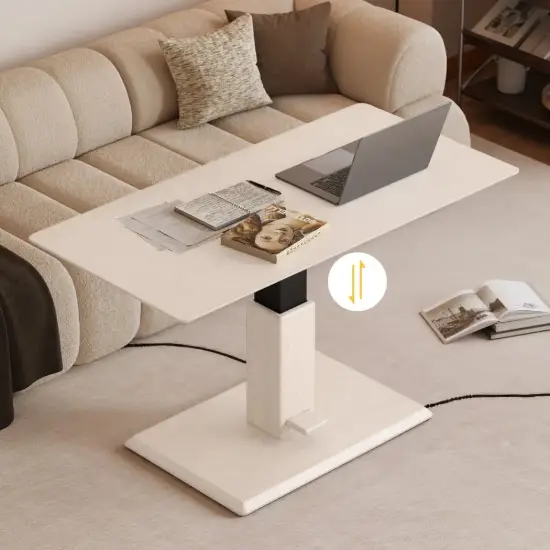 47" Whitewash Lift-Top Height-Adjustable Coffee Table