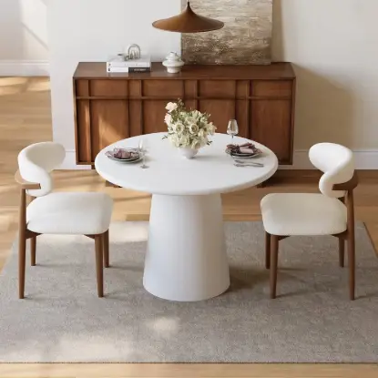 Picture of Modern 81 cm Round Fibreglass Dining Table with Sculptural Pedestal Base, Seats 2
