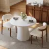 Modern 81 cm Round Fibreglass Dining Table with Sculptural Pedestal Base, Seats 2
