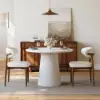 Modern 81 cm Round Fibreglass Dining Table with Sculptural Pedestal Base, Seats 2