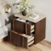 Lineva 24" 2-Drawer Nightstand with Faux Travertine Stone Top