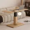 Modern 47" Natural Wood Veneer Height-Adjustable Coffee Table with Pedal Control