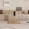 Modern 47" Natural Wood Veneer Height-Adjustable Coffee Table with Pedal Control