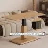 Modern 47" Natural Wood Veneer Height-Adjustable Coffee Table with Pedal Control