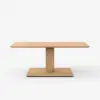 Modern 47" Natural Wood Veneer Height-Adjustable Coffee Table with Pedal Control