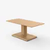 Modern 47" Natural Wood Veneer Height-Adjustable Coffee Table with Pedal Control