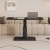 Modern 47" Black Wood Veneer Height-Adjustable Coffee Table with Pedal Control