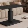 Modern 47" Black Wood Veneer Height-Adjustable Coffee Table with Pedal Control
