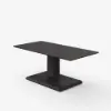 Modern 47" Black Wood Veneer Height-Adjustable Coffee Table with Pedal Control