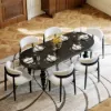 Dining Set 67"-79" Extendable Black Dining Table Black with 6 Chairs