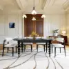 Dining Set 67"-79" Extendable Black Dining Table Black with 6 Chairs