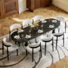Dining Set 79"-94" Extendable Black Dining Table Black with 8 Chairs