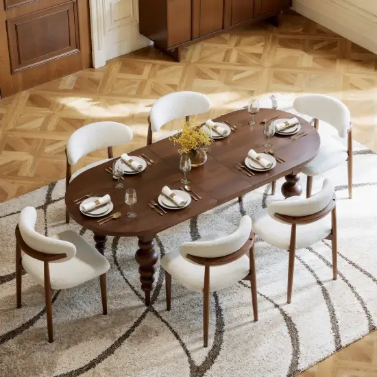 Dining Set 67"-79" Extendable Walnut Dining Table Walnut with 6 Chairs