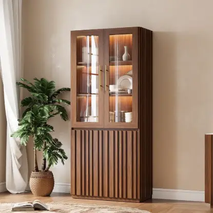 Aura Glass Tall Display Cabinet with LED Light