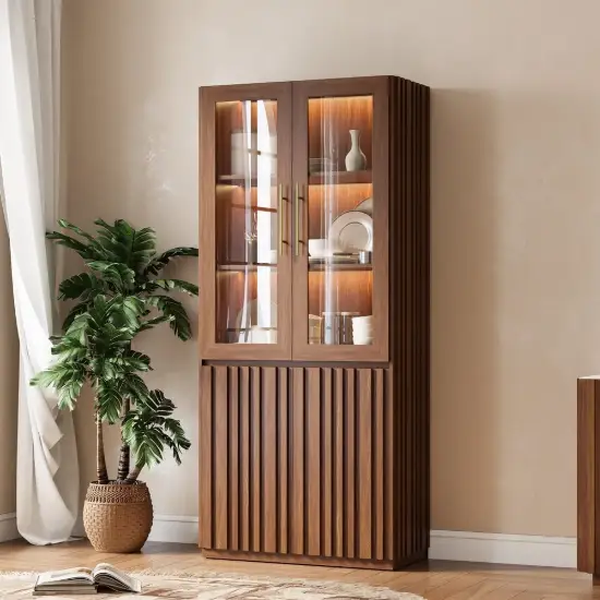 Aura Glass Tall Display Cabinet with LED Light