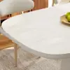 Modern 79" Oval Faux Travertine Sintered Stone Dining Table, Seats 6
