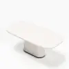 Modern 79" Oval Faux Travertine Sintered Stone Dining Table, Seats 6