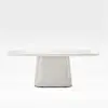 Modern 79" Oval Faux Travertine Sintered Stone Dining Table, Seats 6