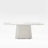 Modern 79" Oval Faux Travertine Sintered Stone Dining Table, Seats 6