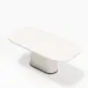 Modern 79" Oval Faux Travertine Sintered Stone Dining Table, Seats 6
