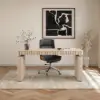 Aura 160 cm Whitewash Fluted Electric Adjustable Standing Desk
