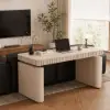 Aura 160 cm Whitewash Fluted Electric Adjustable Standing Desk