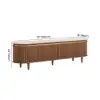 79" Ash Wood Walnut Fluted TV Stand with Sintered Stone Top